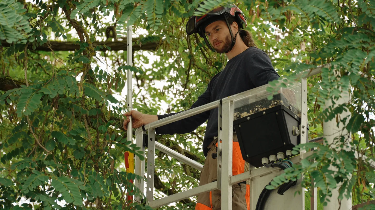 Arbeitsszene aus dem Werbefilm für WULF Gartenlandschaften