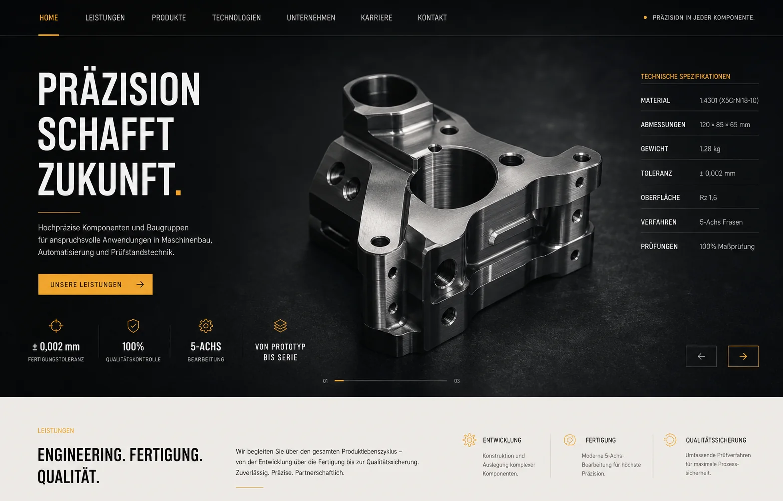 Webdesign-Konzept für ein Industrieunternehmen auf Laptop und Smartphone
